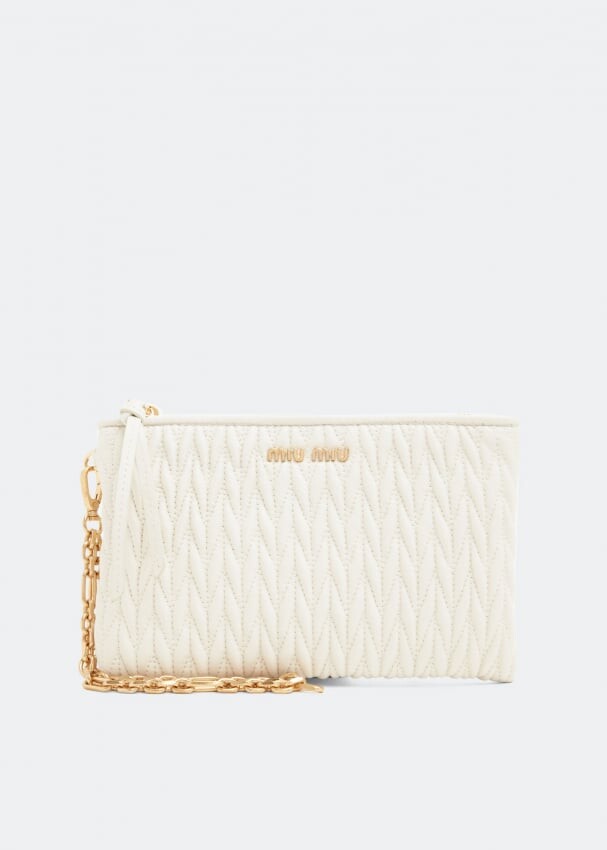 

Сумка MIU MIU Matelassé nappa leather pouch, белый