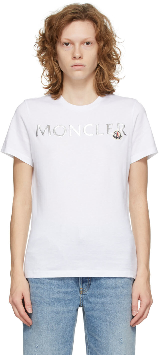 

Белая футболка с 3D-логотипом Moncler