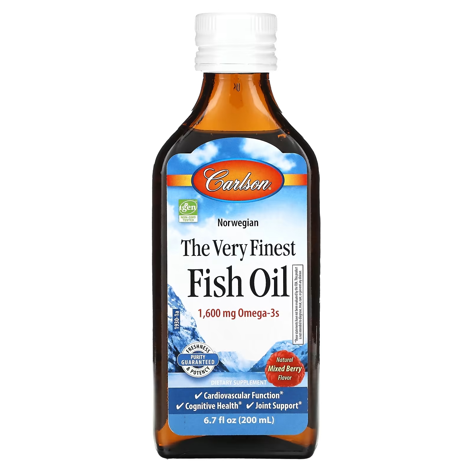 Carlson Norwegian The Very Finest Fish Oil Natural Mixed Berry 1,600 mg, 200 мл carlson labs the very finest fish oil 500 мл со вкусом лимона