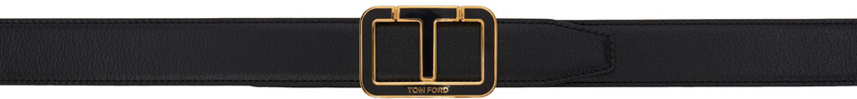 

Черный ремень с пряжкой с логотипом TOM FORD