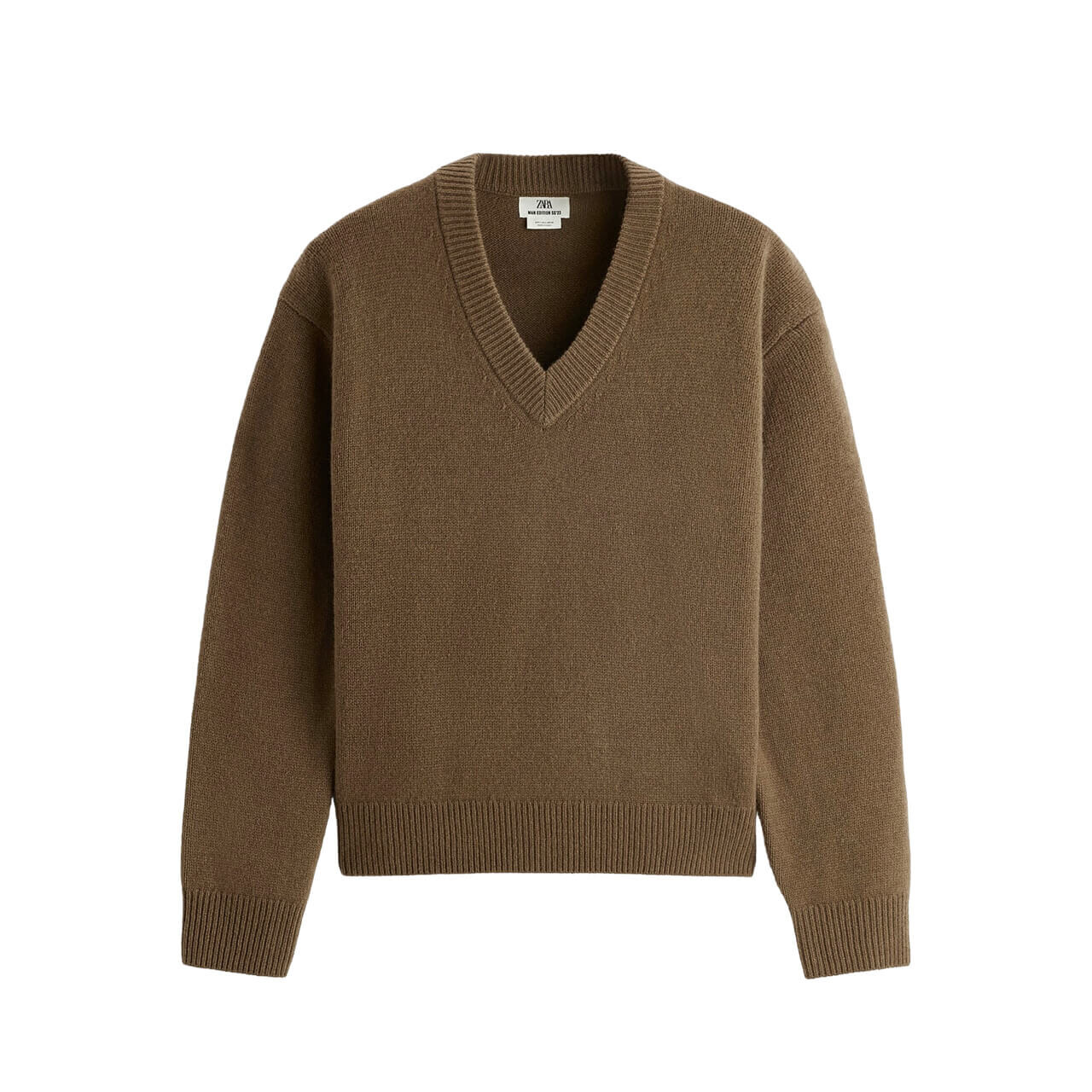 

Свитер Zara V-Neck Wool, коричневый