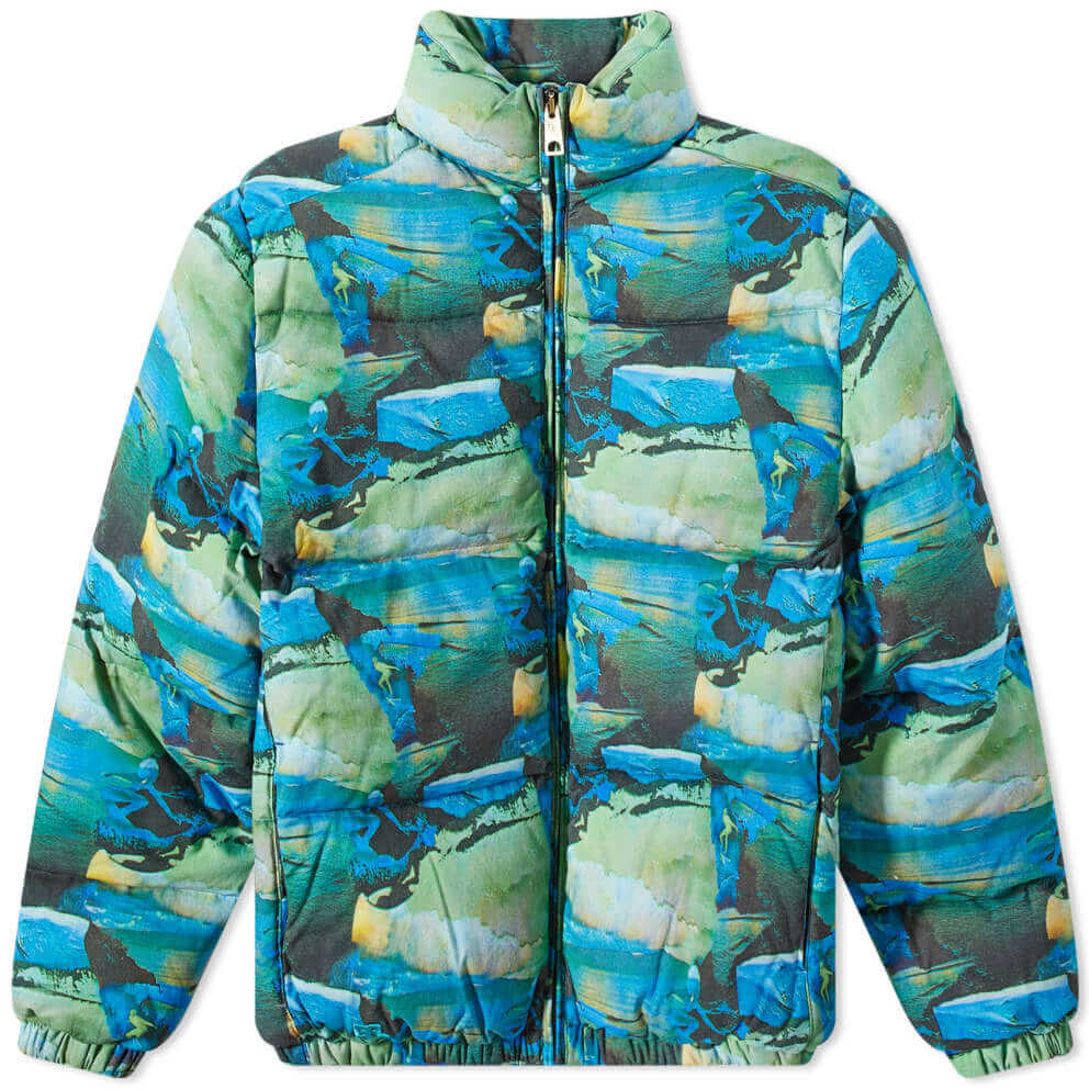 

Куртка Erl Surf Puffer, зеленый/голубой/желтый