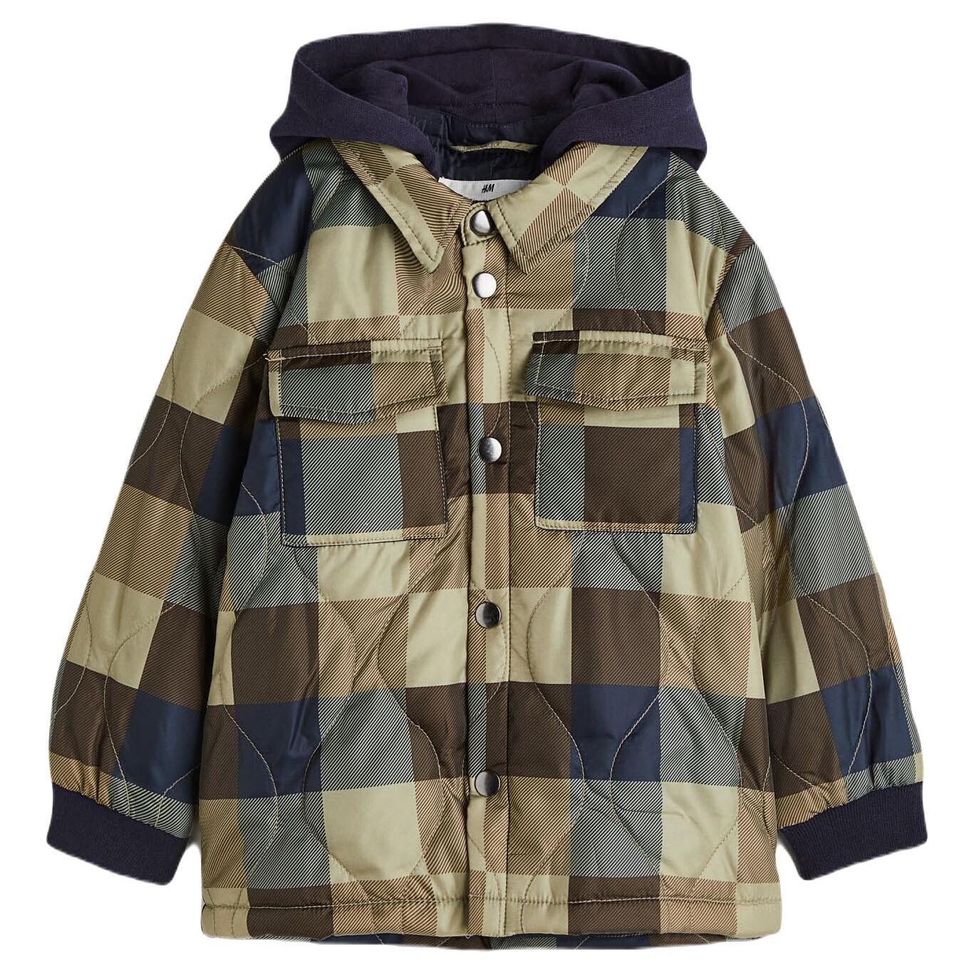 

Куртка H&M Hooded Quilted Plaid, темно-коричневый