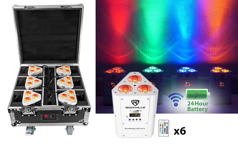 Светодиод Rockville RockWedge PACKAGE WHITE Беспроводные фонари DMX с питанием от батарей + чехол RockWedge PACKAGE WHITE BAT