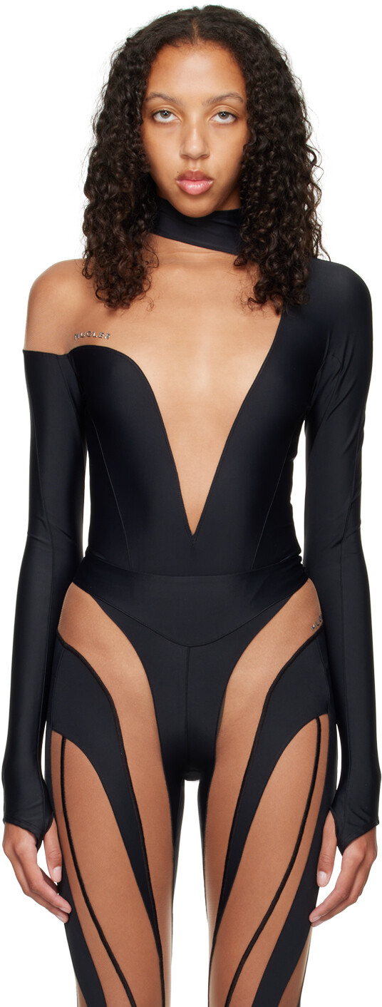 

Черное асимметричное боди Illusion Mugler