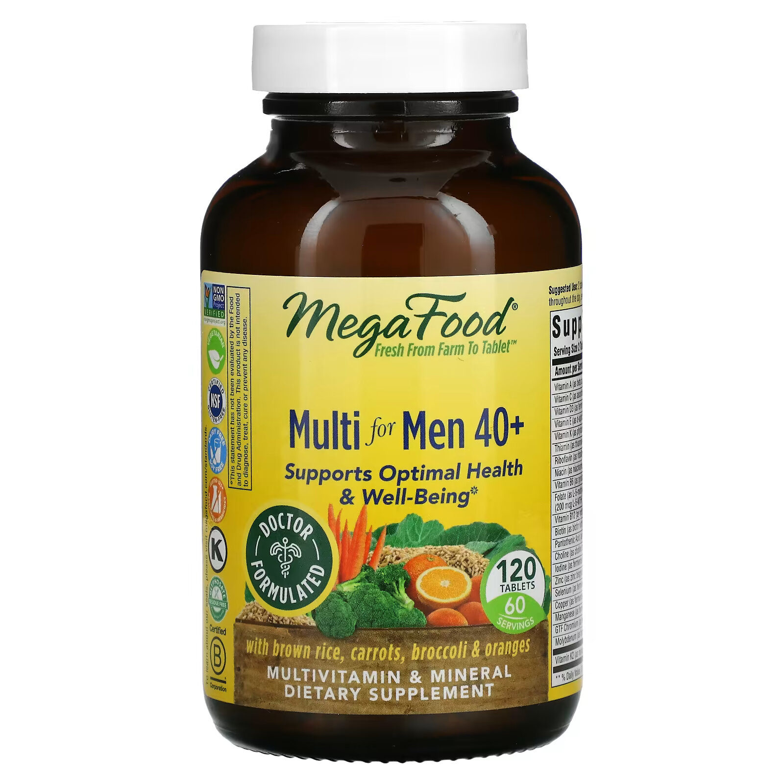 MegaFood, мультивитамины для мужчин старше 40 лет, 120 таблеток natural factors multistart мультивитамины для мужчин старше 50 лет 120 таблеток