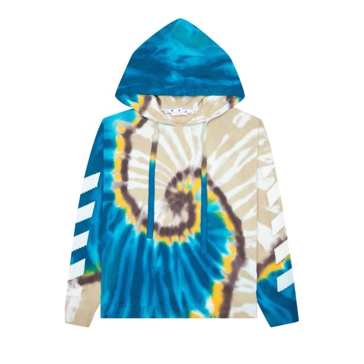 Худи Off-White Diag Tie Dye Knit Hoodie 'Bone/White', белый - фото