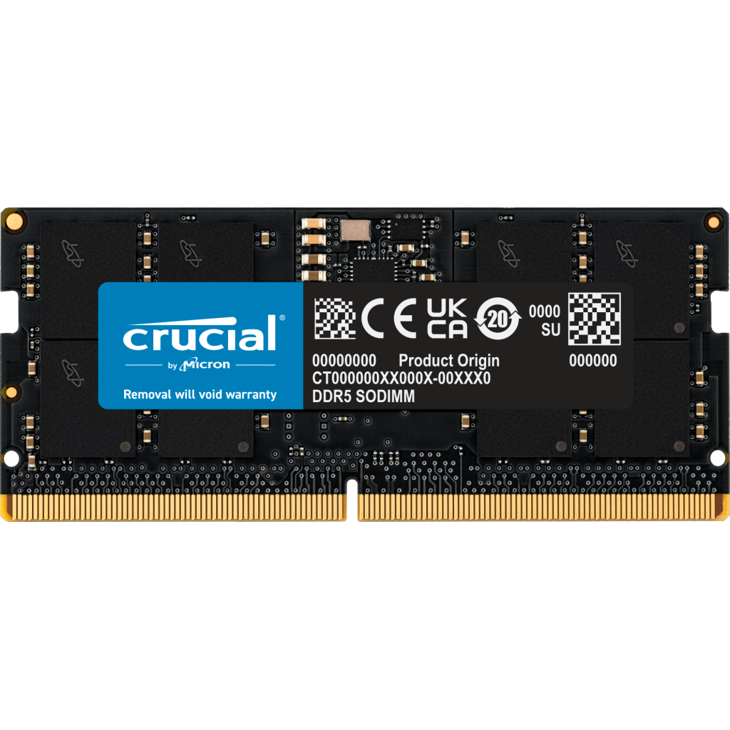 Модуль памяти Crucial 16 Гб, 4800 МГц, DDR5, CT16G48C40S5, черный crucial 32gb ddr5 4800 udimm cl40 16gbit