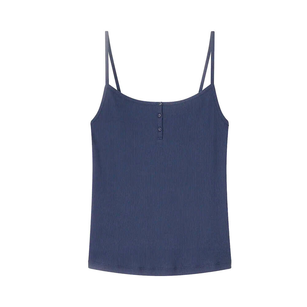 

Топ Uniqlo Cotton Ribbed Henley Camisole, голубой