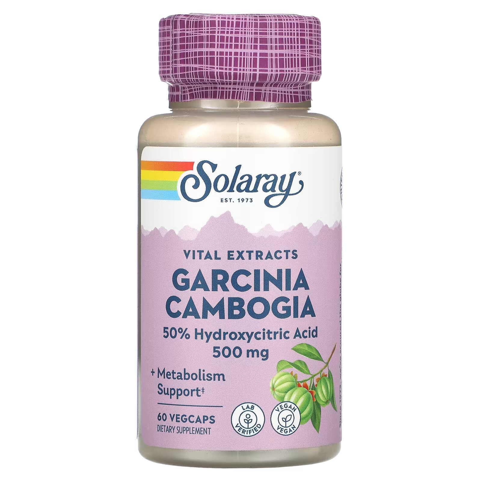 Solaray, экстракт плодов гарцинии камбоджийской, 500 мг, 60 растительных капсул solaray экстракт мастиковой смолы 500 мг 45 растительных капсул