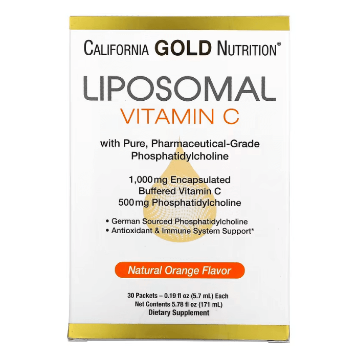 Липосомальный витамин C California Gold Nutrition 1000 мг, 30 пакетиков california gold nutrition липосомальный витамин c 250 мг 60 растительных капсул