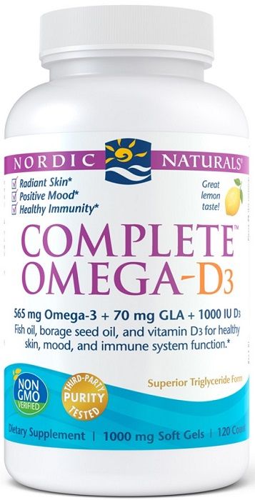 Nordic Naturals Complete Omega-D3 565 Mg Lemon Омега-3 жирные кислоты с витамином D3, 120 шт. цена и фото