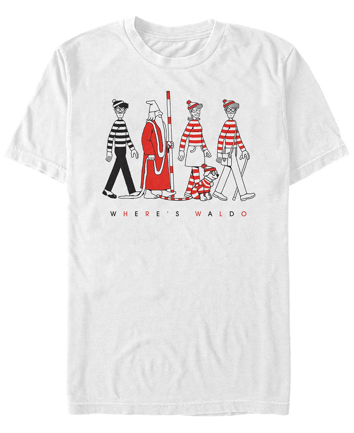 цена Мужская футболка с коротким рукавом where's waldo character line up Fifth Sun, белый