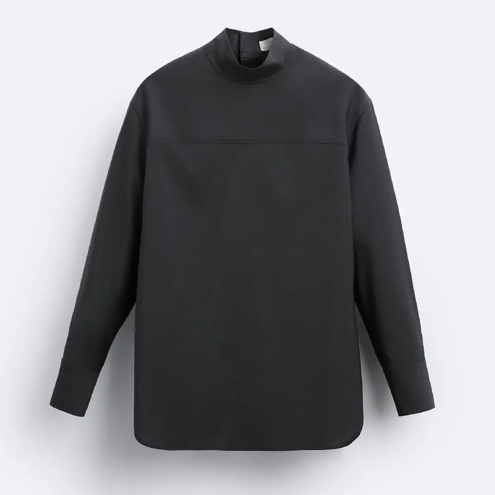 

Блузка Zara X Studio Nicholson Mock Turtleneck, темно-серый