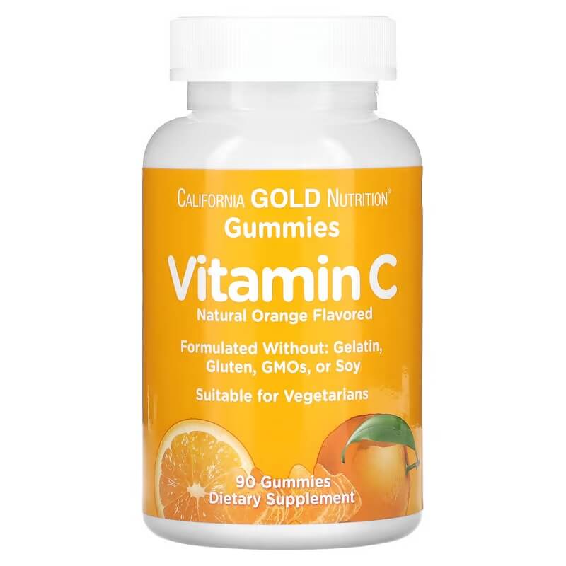 Жевательные таблетки с витамином C California Gold Nutrition Vitamin C Gummies, 90 таблеток - фото