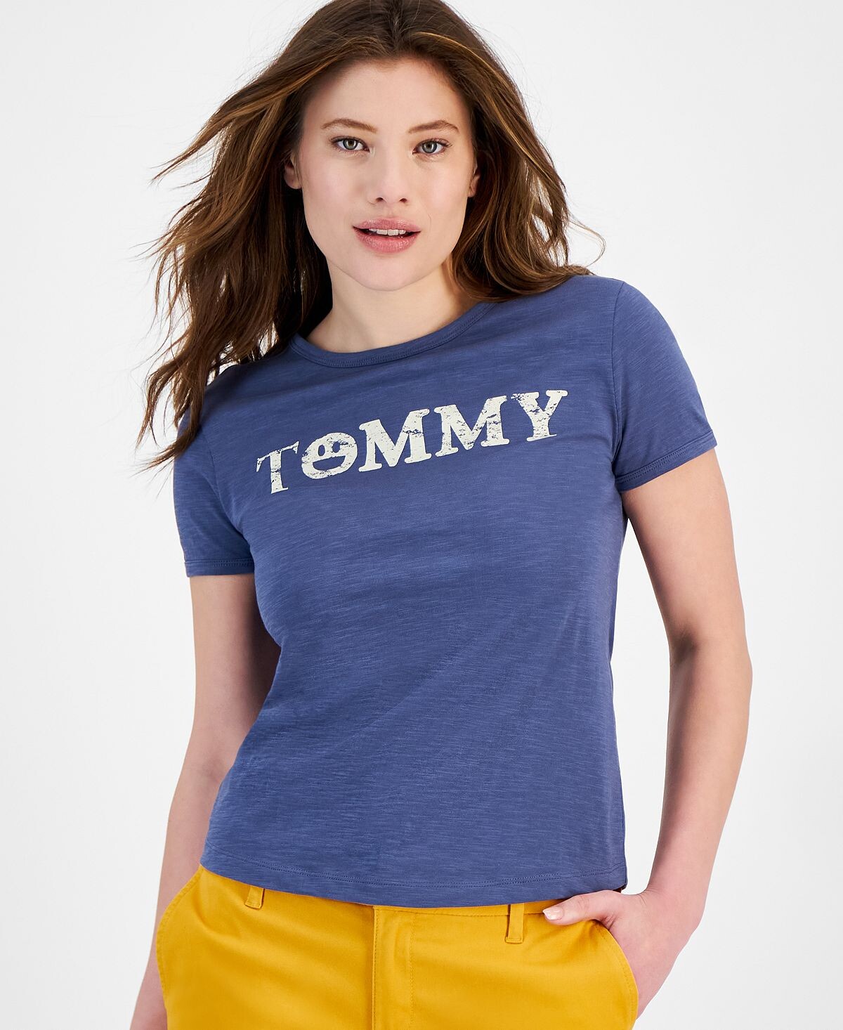 

Женская хлопковая футболка со смайликом и графическим принтом Tommy Jeans