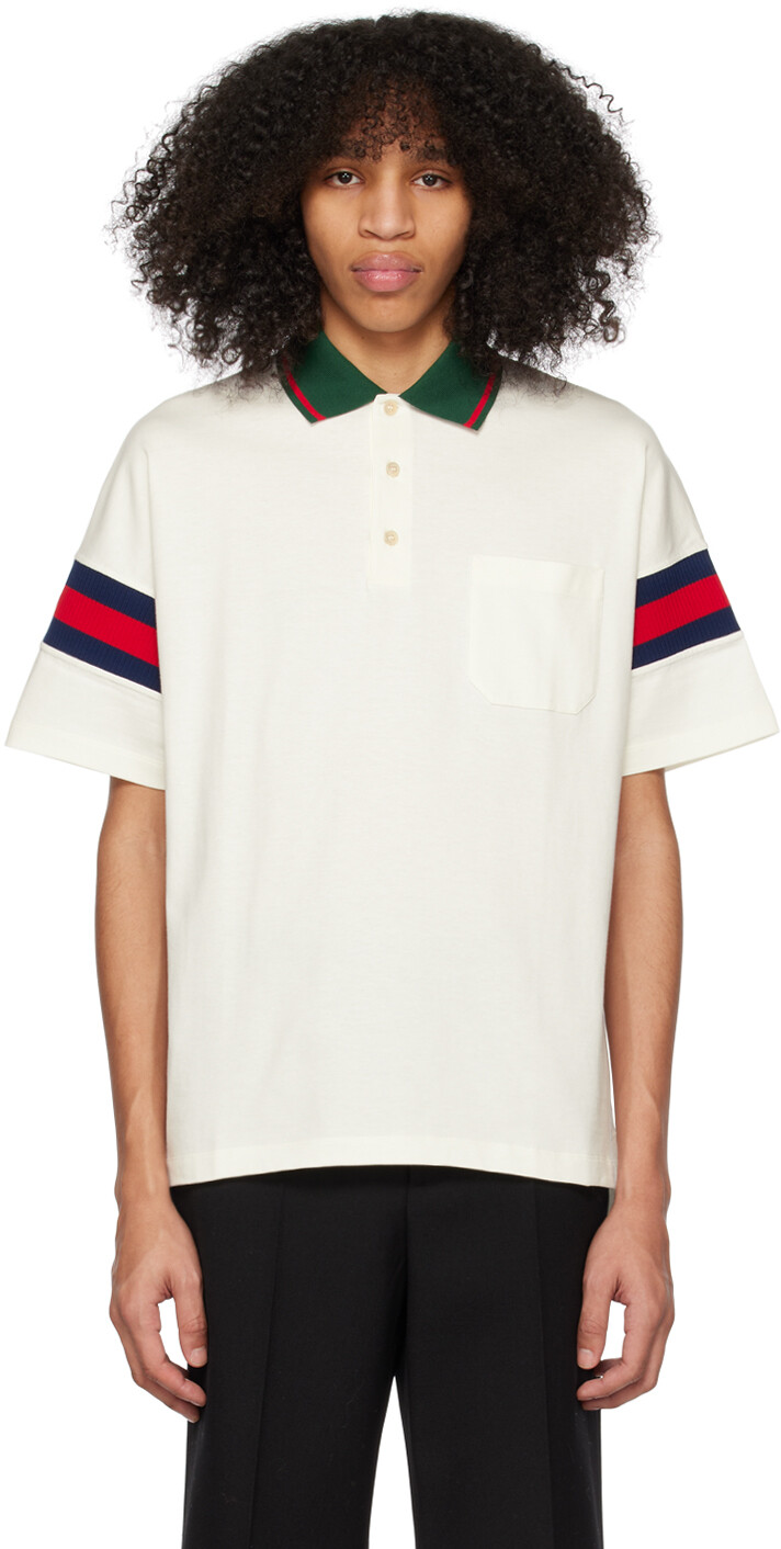 

Поло Off-White со вставками Gucci