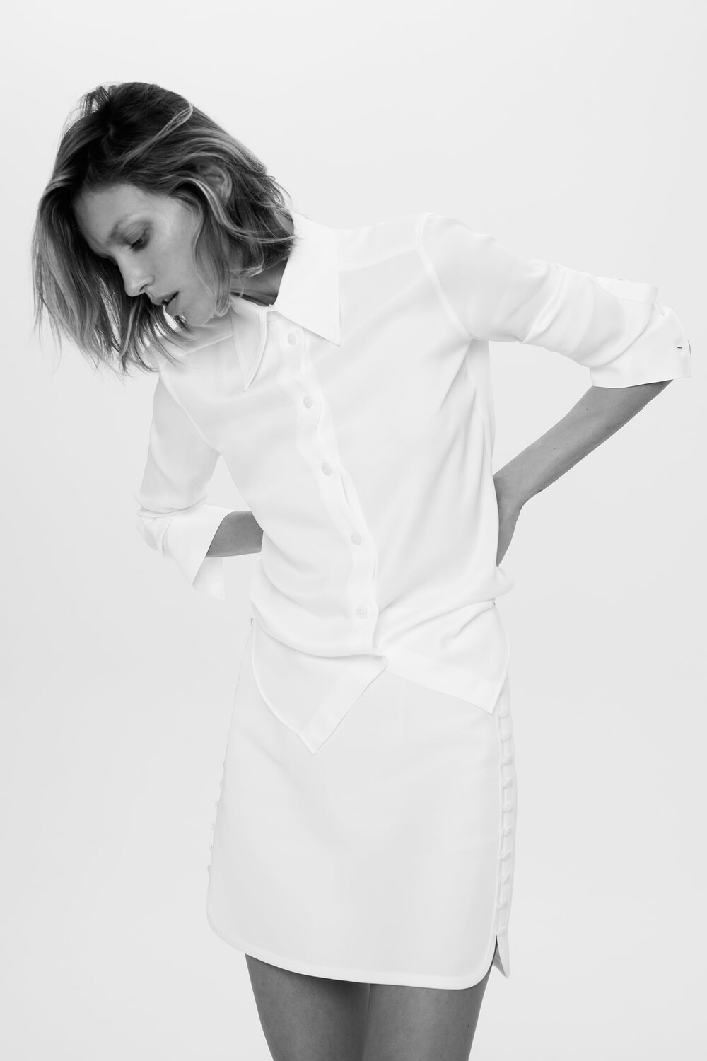 

Атласная рубашка ZARA, экру