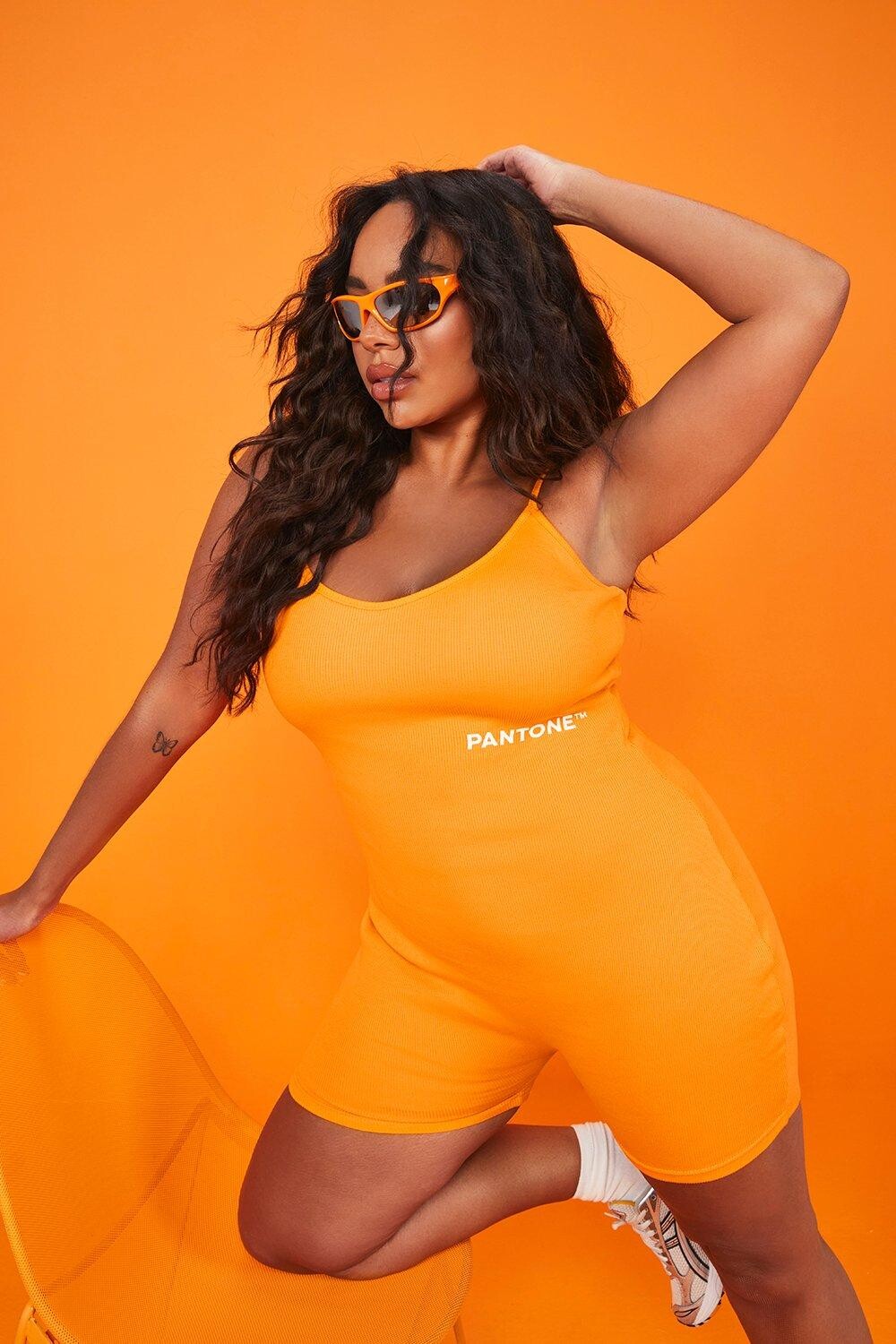 

Комбинезон в рубчик pantone Boohoo, оранжевый