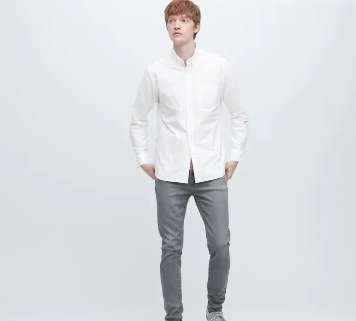 Рубашка оксфорд Uniqlo Oxford Slim Fit, белый рубашка оксфорд uniqlo oxford slim fit белый