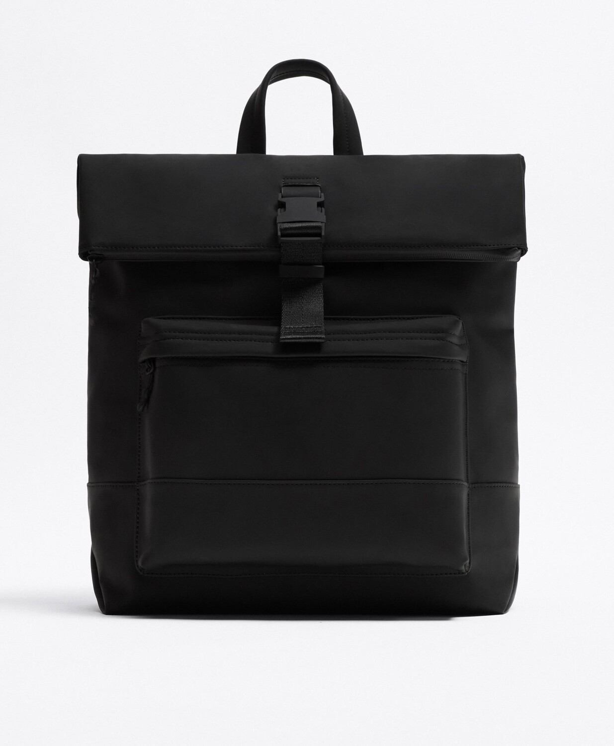 

Рюкзак Zara Rubberised With Flap, черный