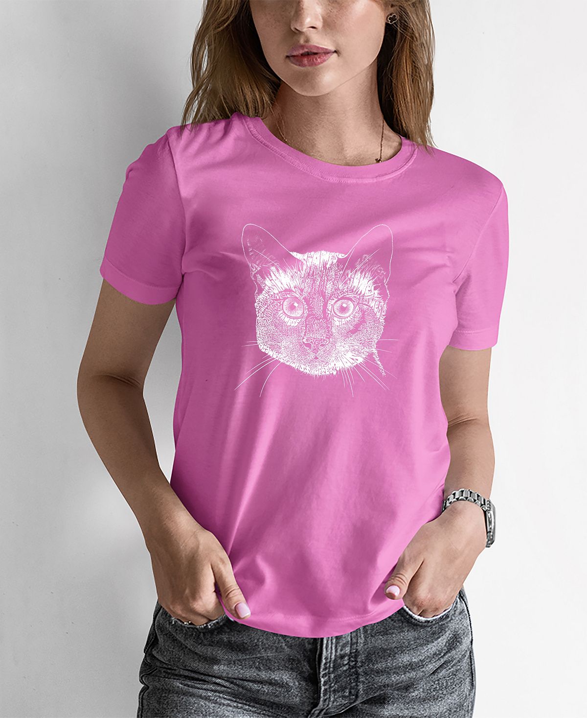 Женская футболка word art siamese cat LA Pop Art, розовый женская футболка word art кошка la pop art розовый