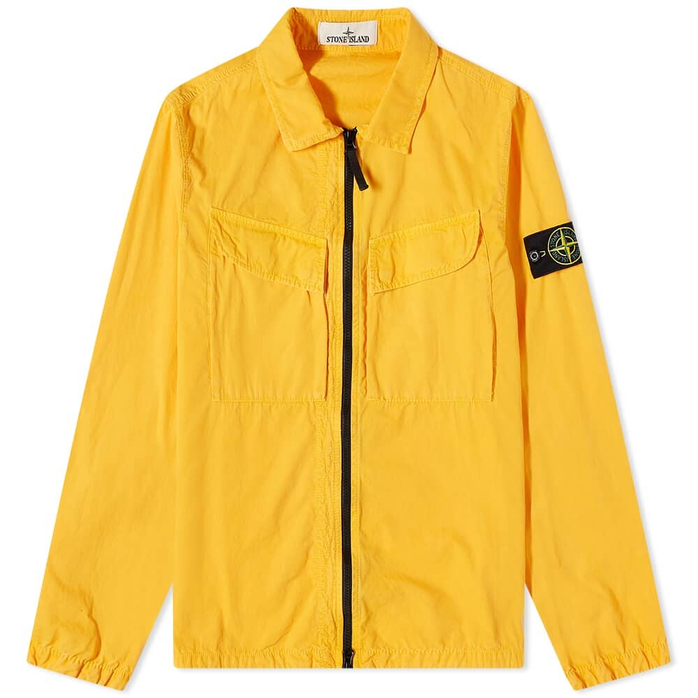 

Верхняя рубашка на молнии из парусиновой ткани с начесом Stone Island, Желтый