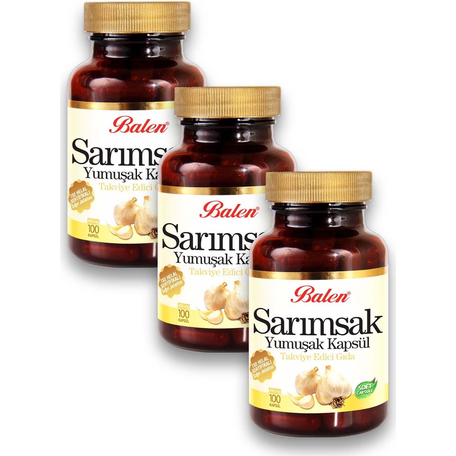 Пищевая добавка Balen Garlic 450 мг, 3 упаковки по 100 капсул swanson кайенский 450 мг 300 капсул