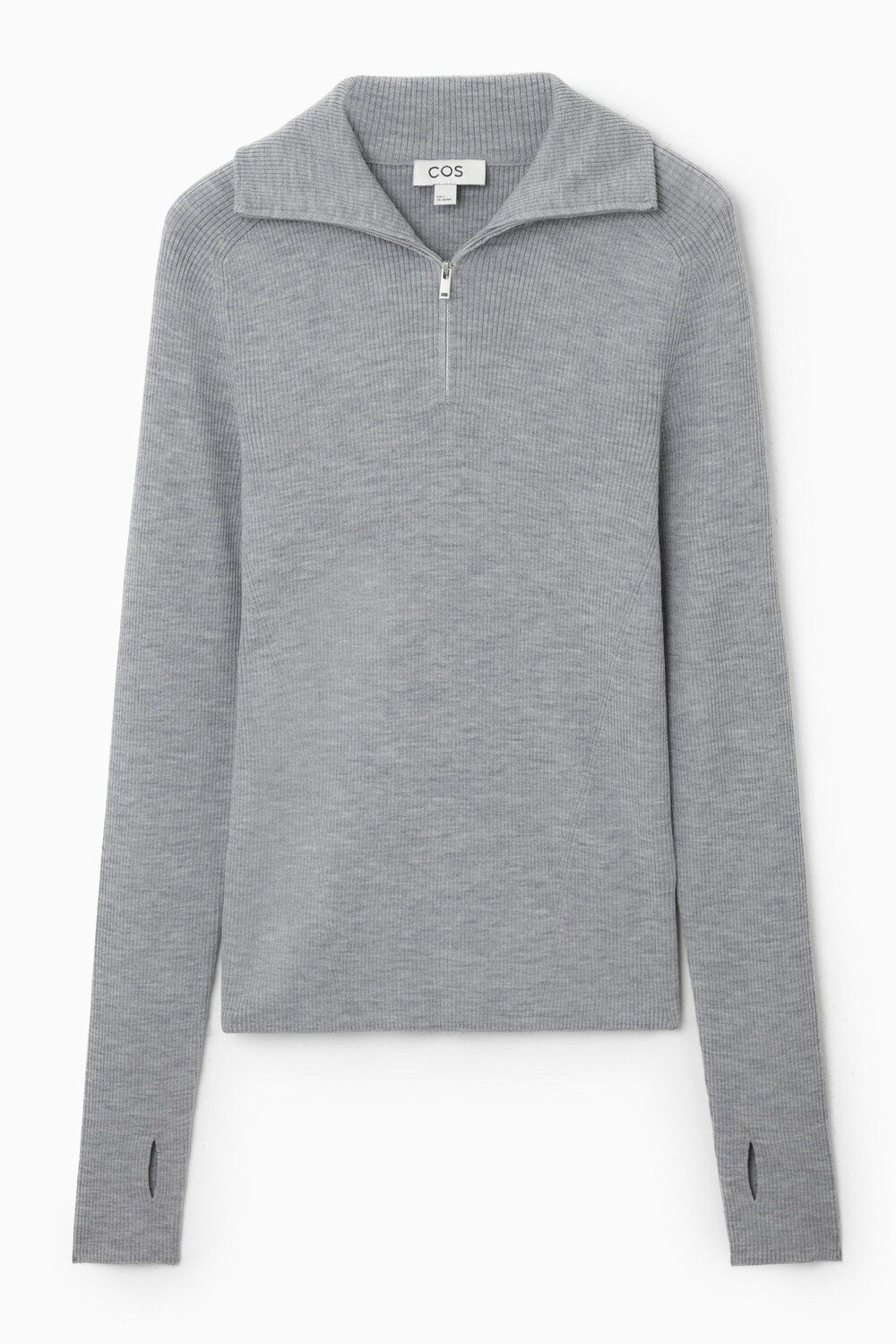 

Топ из шерсти с длинным рукавом COS Ribbed Wool, серый