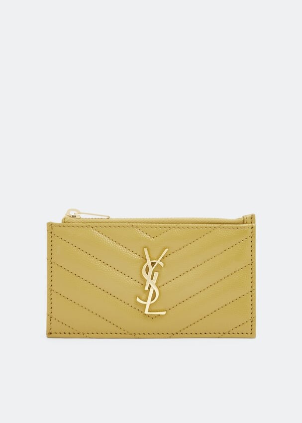 

Картхолдер SAINT LAURENT Monogramme zippered fragment card case, желтый