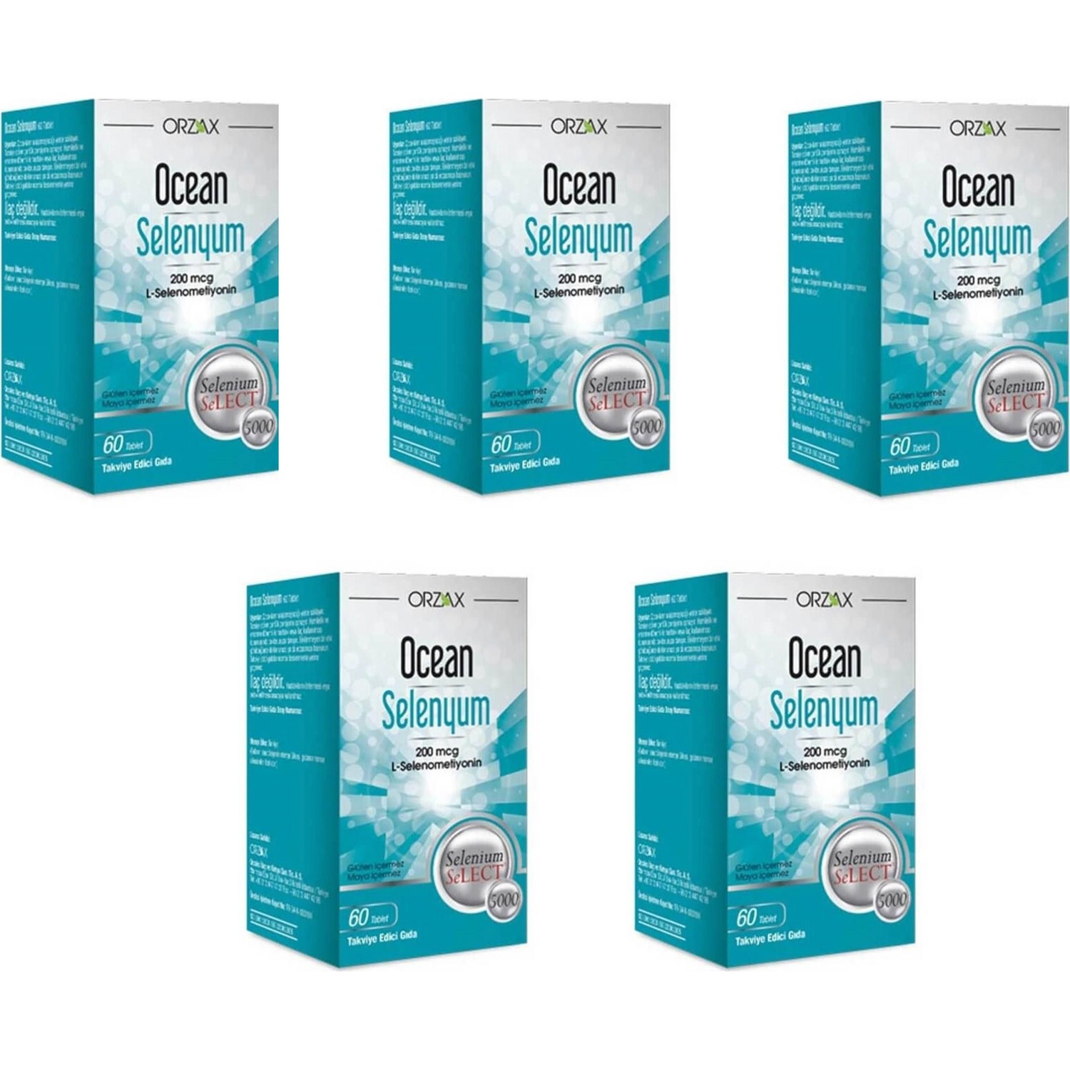 Селен Orzax Ocean, 5 упаковок по 60 таблеток bullymax muscle builder tablet 60 180g