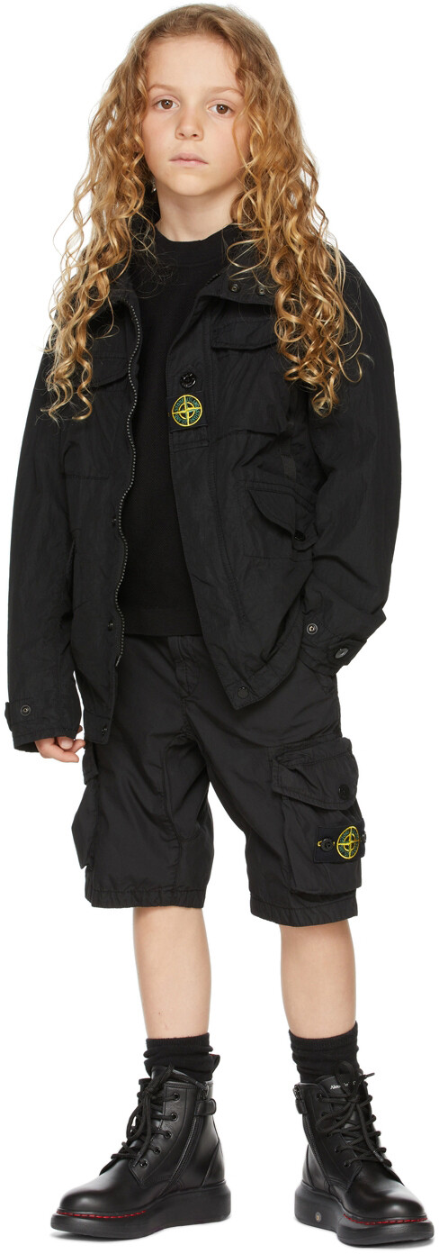 

Детские черные хлопковые шорты карго Stone Island Junior, Черный, Детские черные хлопковые шорты карго Stone Island Junior