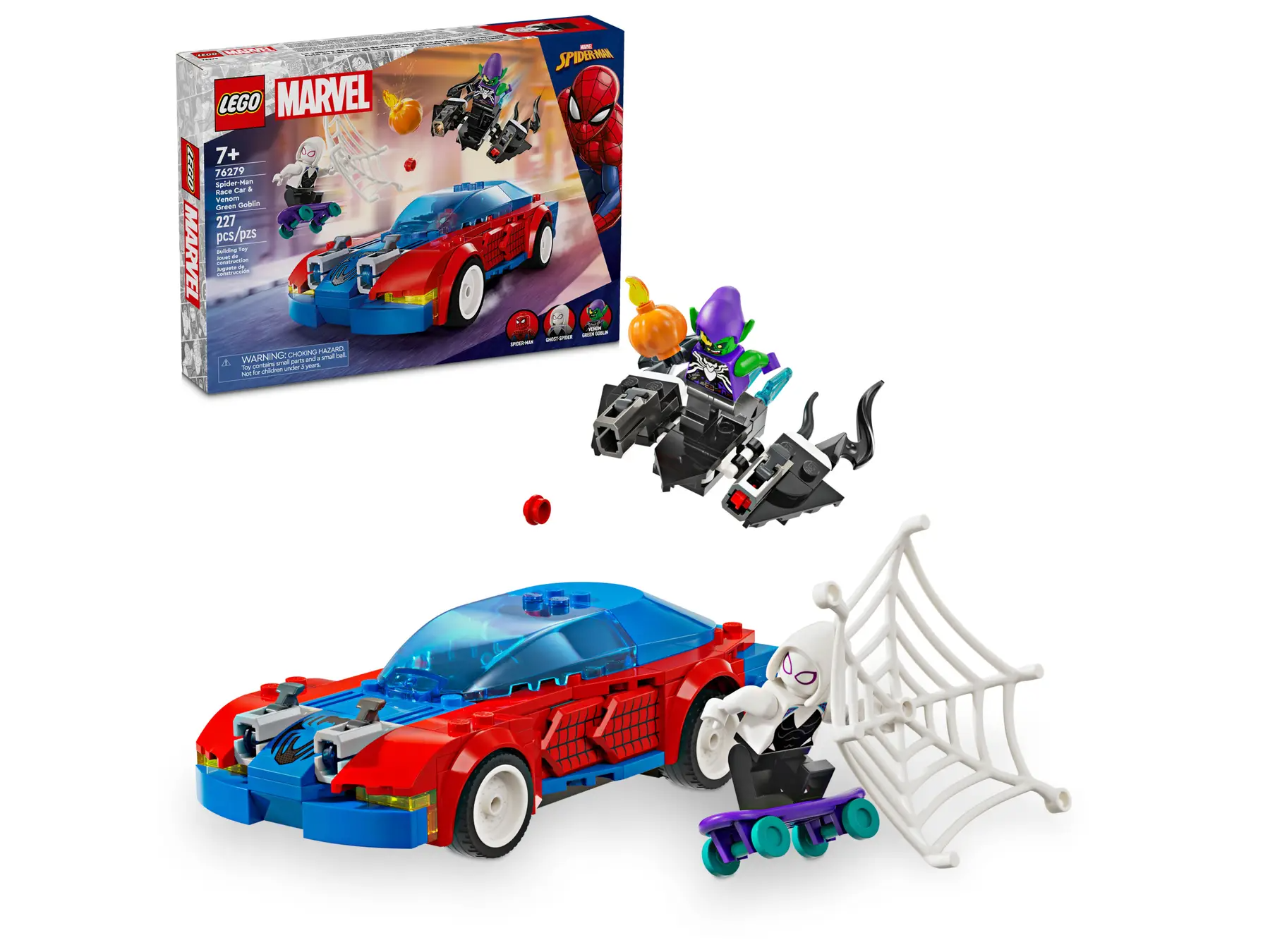 Конструктор Lego Spider-Man Race Car & Venom Green Goblin 76279, 227 деталей