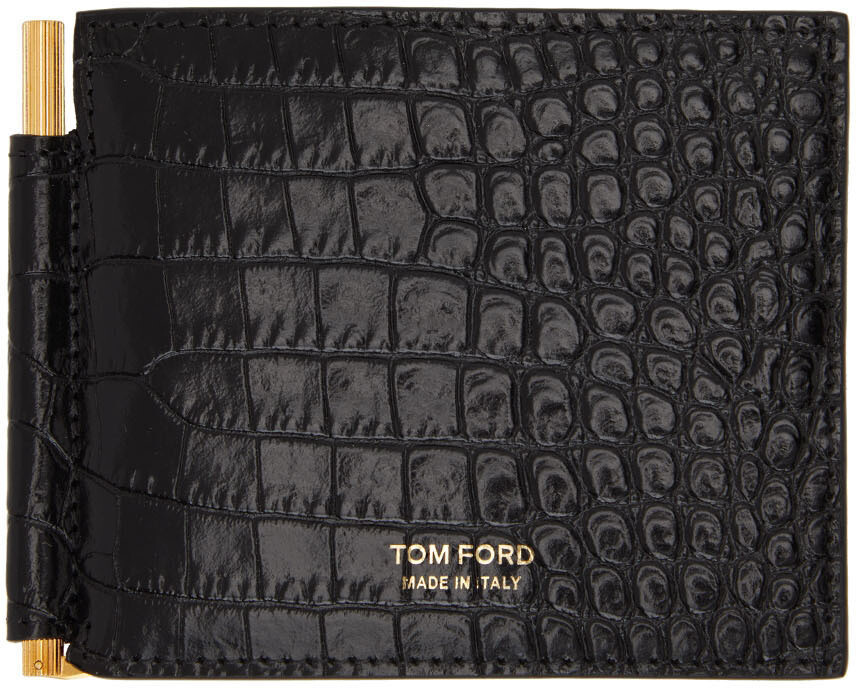 

Черный кошелек с зажимом для денег Croc T Line TOM FORD
