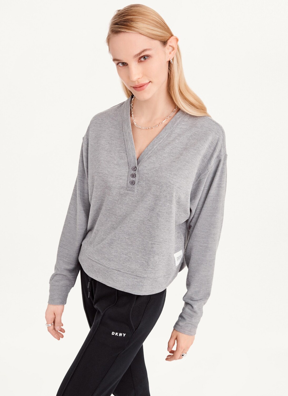 

Пуловер укороченный Henley Lounge DKNY
