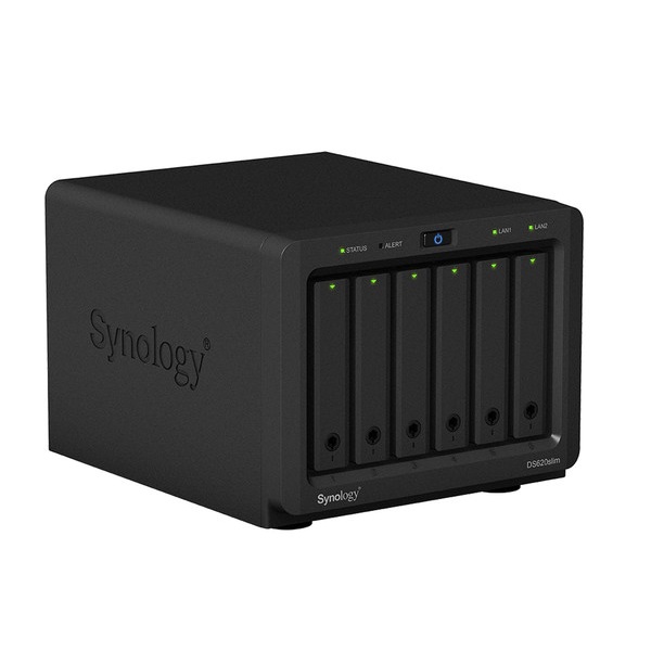 Сетевое хранилище Synology DS620slim NAS с 6 отсеками, черный цена и фото