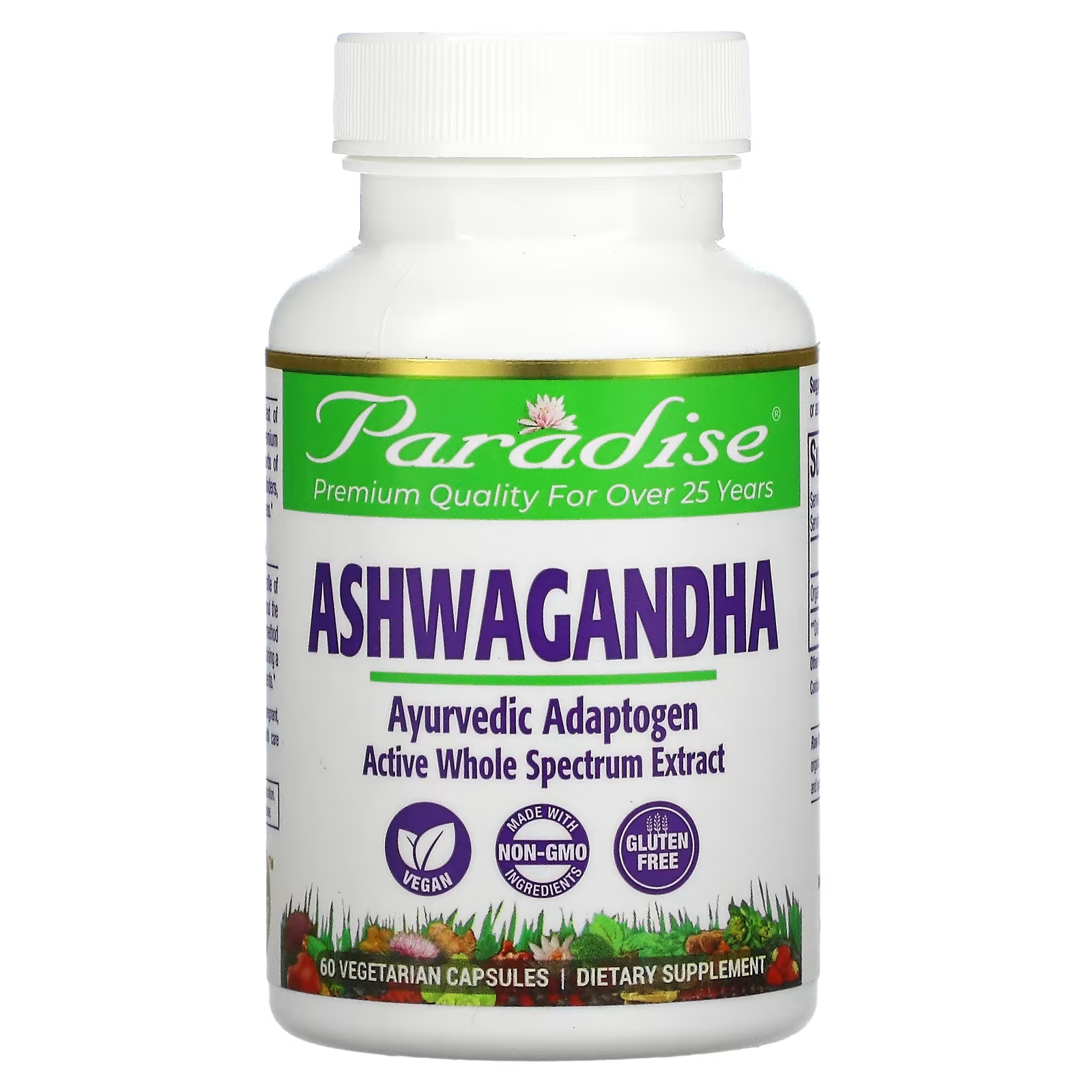 Ашваганда Paradise Herbs, 60 капсул paradise herbs collagen extreme с коллагеном biocell optimsm и натруальным витамином c 60 капсул