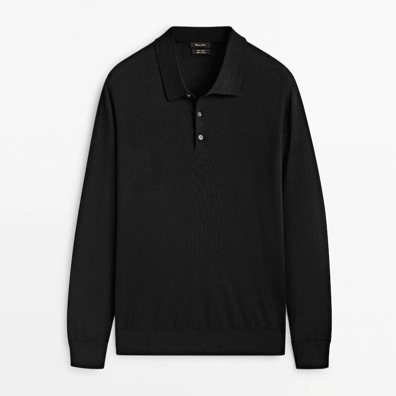 

Свитер-поло Massimo Dutti, черный