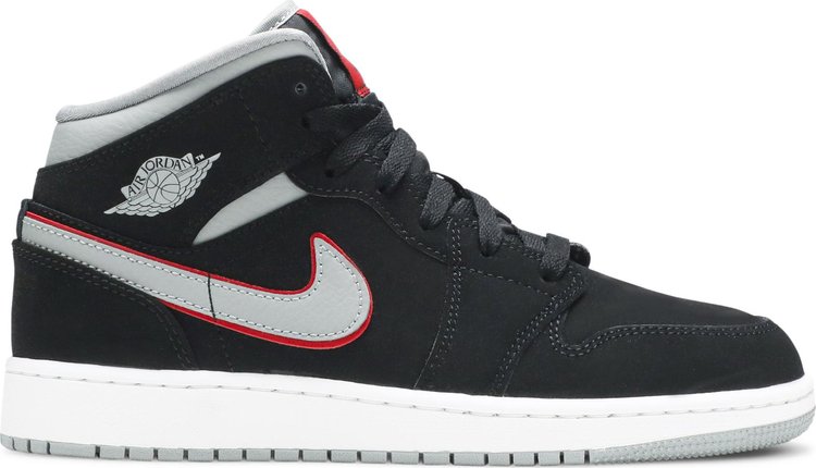 

Кроссовки Air Jordan 1 Mid GS Black Particle Grey, черный, Черный;серый