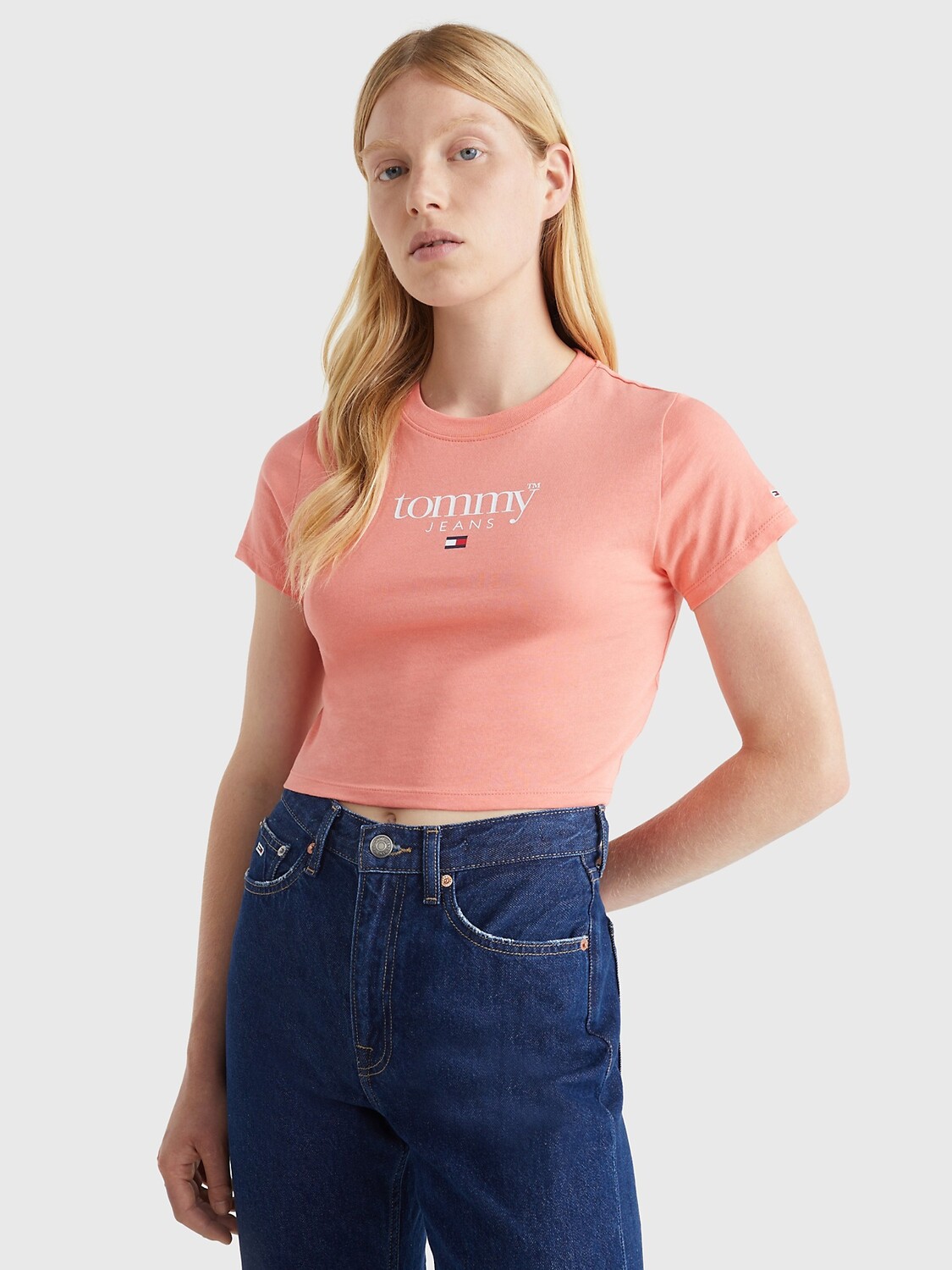 

Укороченная футболка с логотипом Tommy Hilfiger, розовый