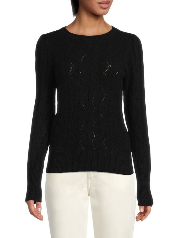 

Свитер Pointelle Saks Fifth Avenue с круглым вырезом, черный