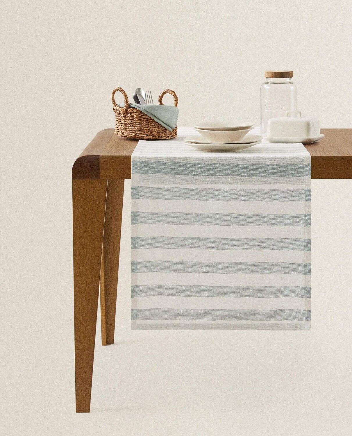 

Дорожка сервировочная Zara Home Striped Сotton Table Runner, светло-зеленый