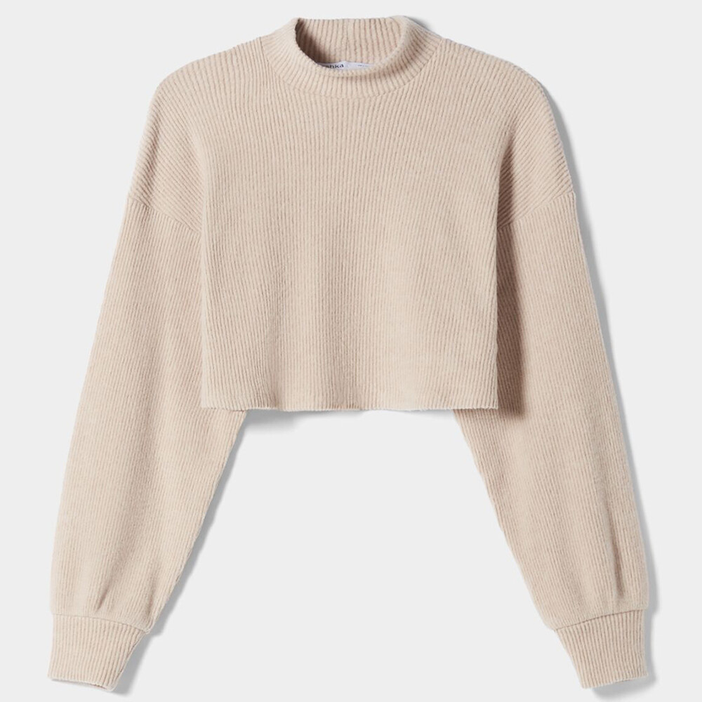 

Джемпер Bershka Cropped, бежевый