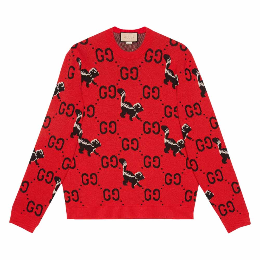 Свитер Gucci GG And Skunk Wool Knit, красный - фото