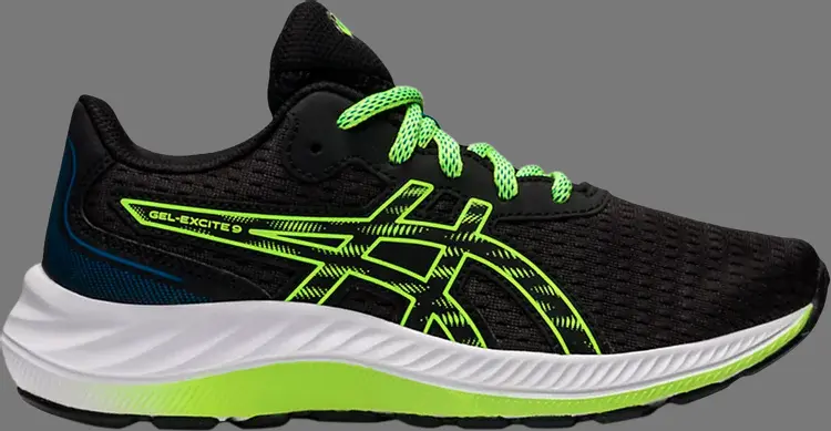 

Кроссовки gel excite 9 gs 'black hazard green' Asics, черный