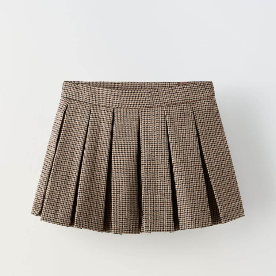 

Юбка-шорты для девочки Zara Gingham Box Pleat, рыжевато-коричневый