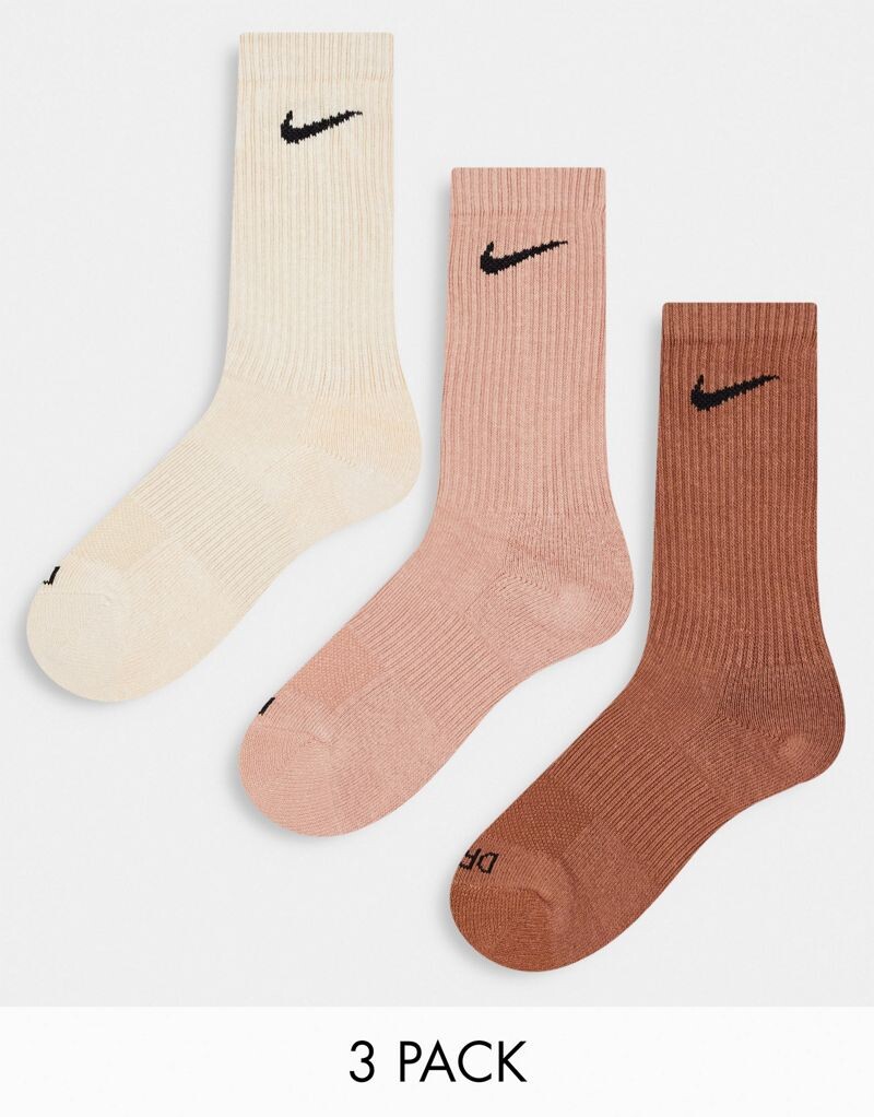 

Nike — Everyday Cushioned Plus — набор из 3 пар коричневых мягких носков