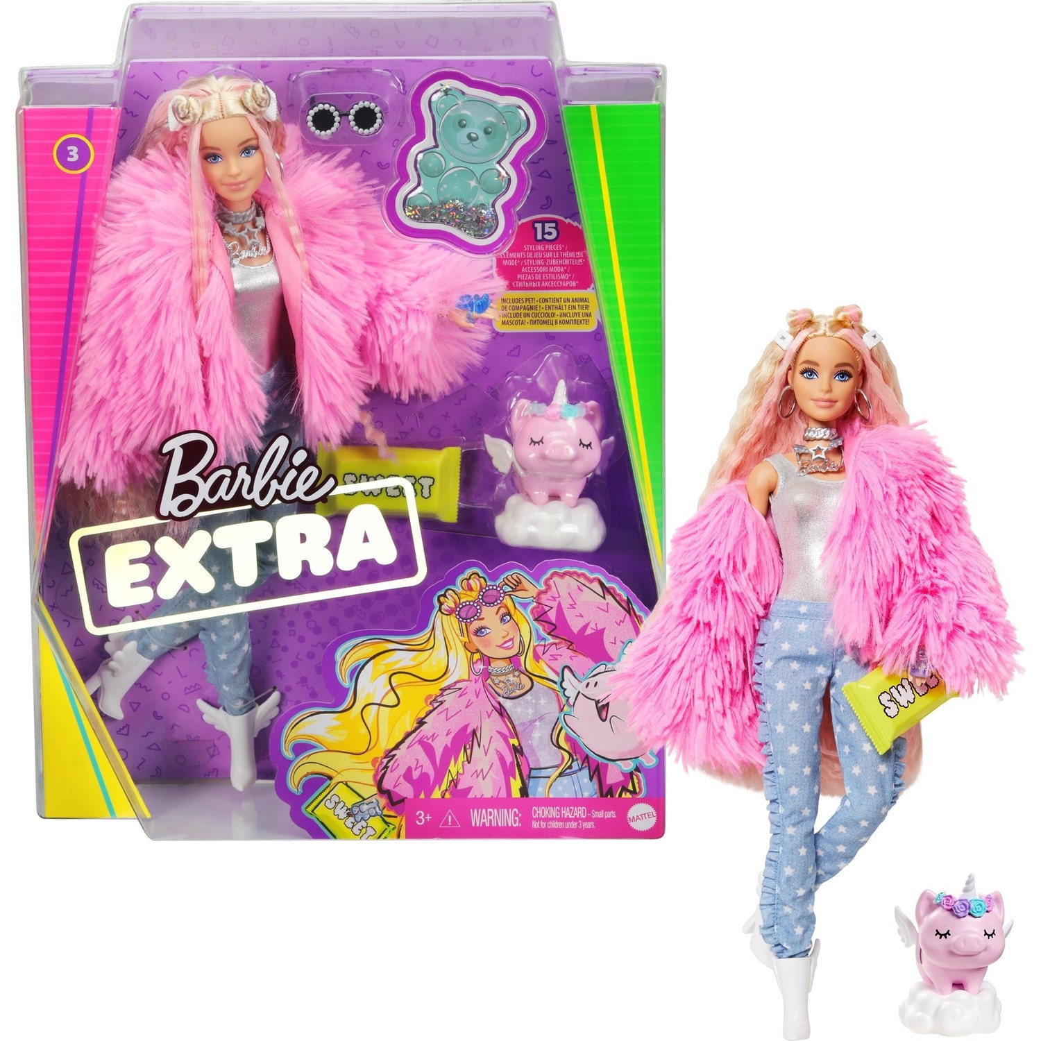Кукла Barbie Экстра кукла единорог в розовой куртке кукла barbie в клетчатой куртке hdj46