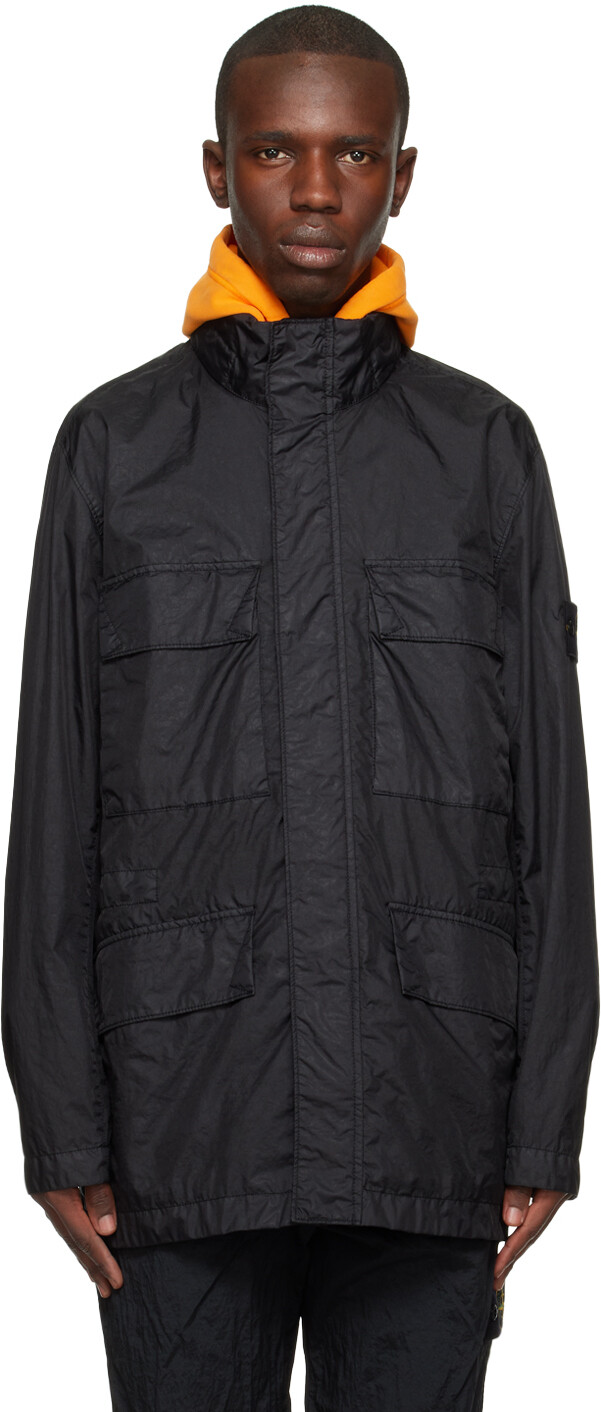 

Черное водостойкое пальто Stone Island, Черный