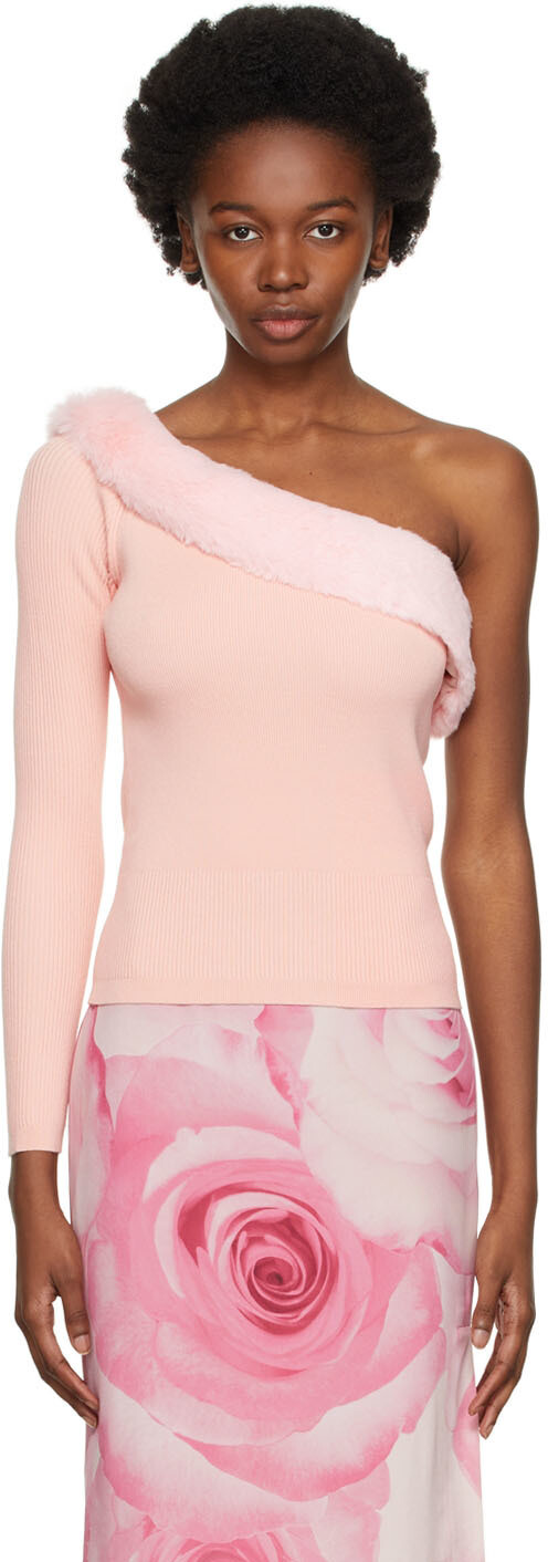 

Розовый свитер с открытыми плечами Blumarine